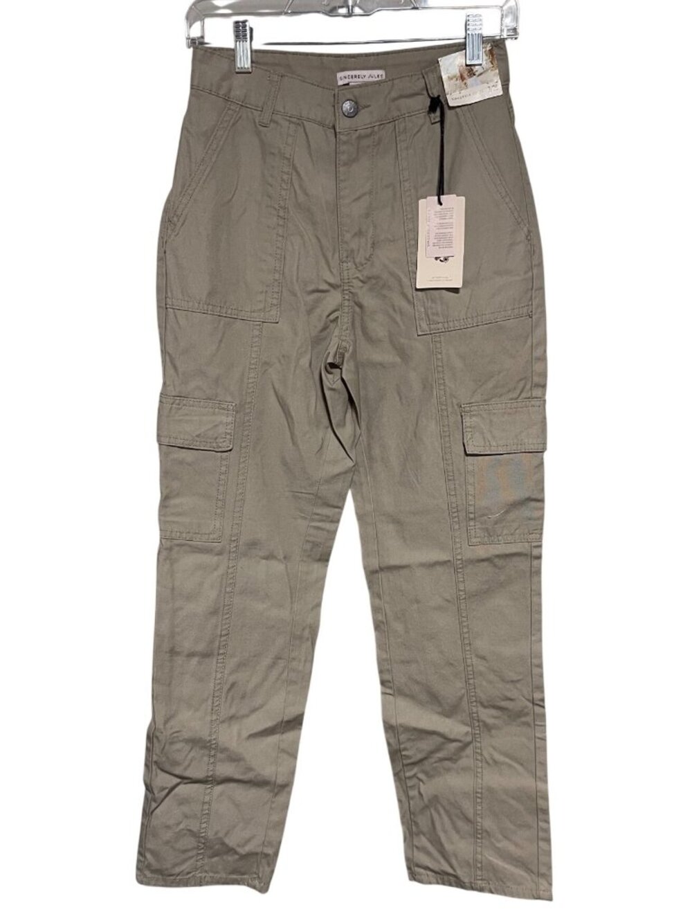 Sincerely Jules Womens Khaki Cargo Pants Size 3/25  Cotton Straight Leg
